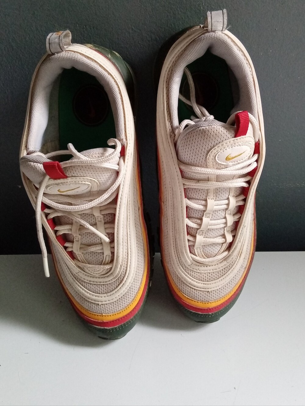 Nike Air Max 97 Multi Color Green Yellow Red White‎ Sneakers 921826-101 Mens - Picture 9 of 9